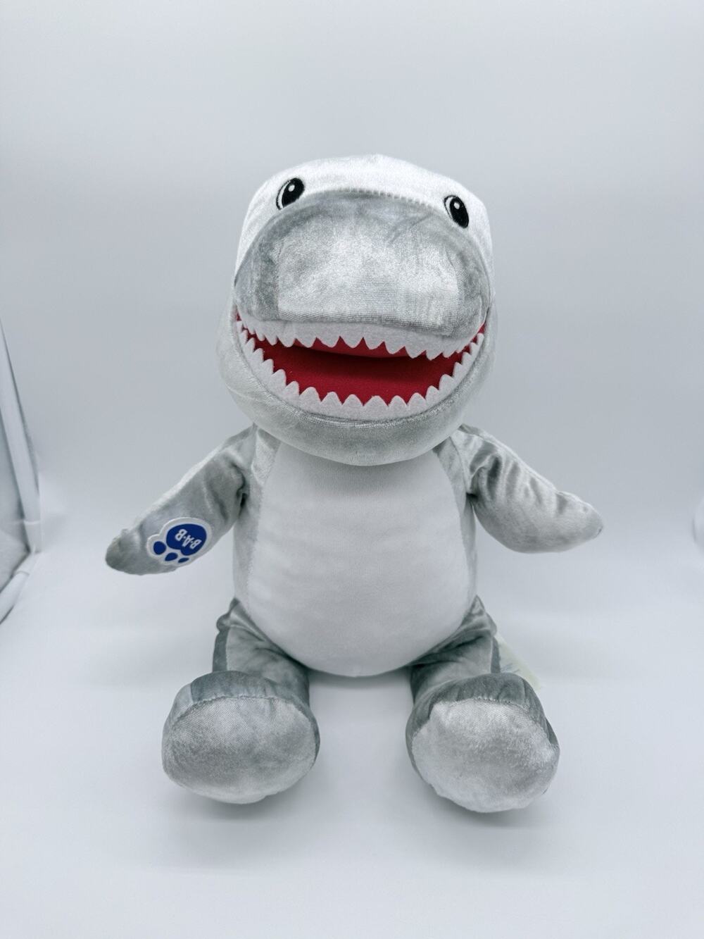 Build A Bear BAB Toothy Gray Shark Plush Stuffed Animal Toy 15"